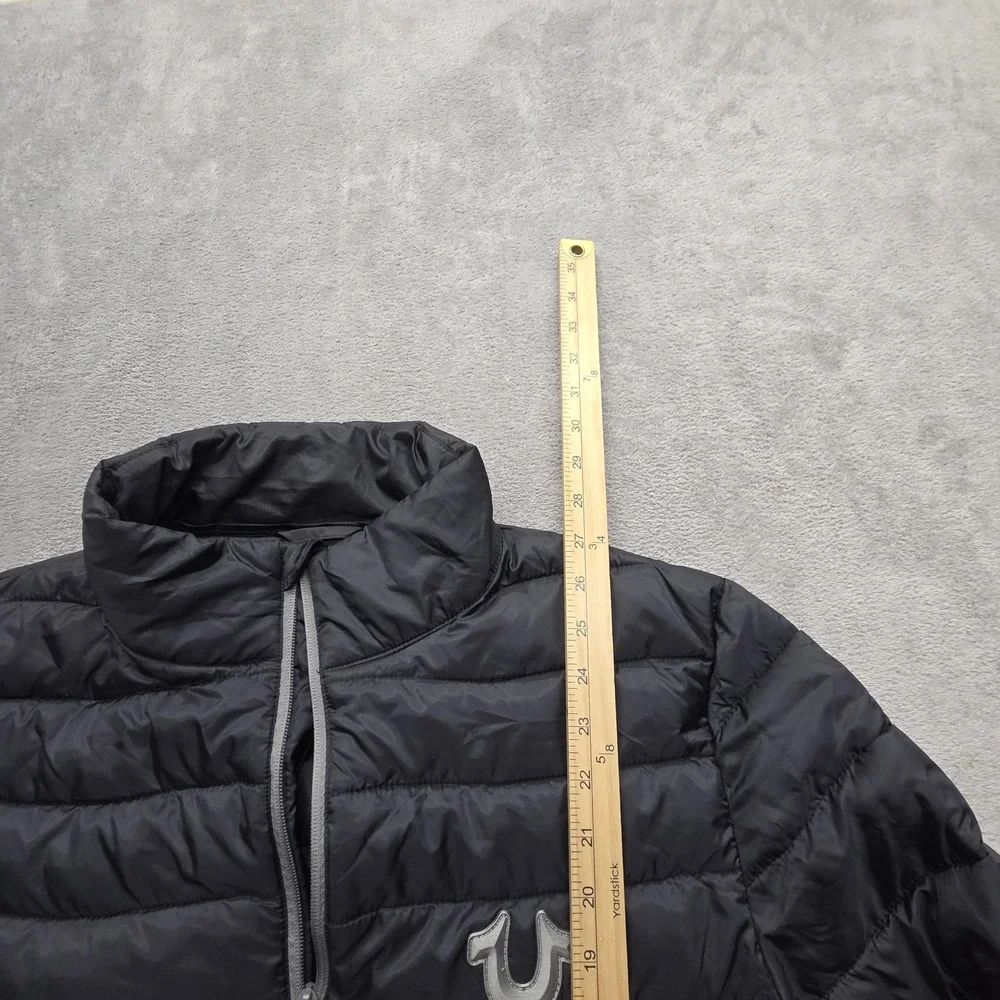 True Religion Jacket Mens M Black Puffer Light Insulated Lined Full Zip Pockets
